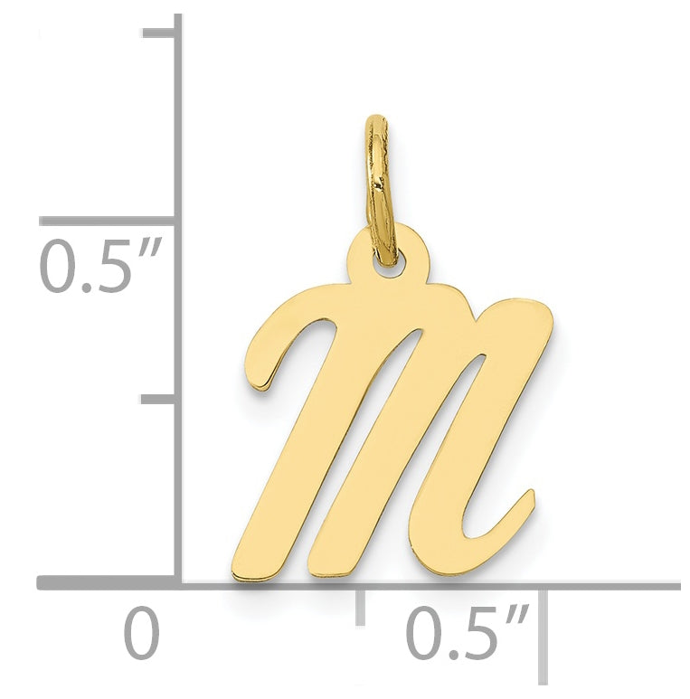 10K Yellow Gold Small-Script Initial M Letter Charm