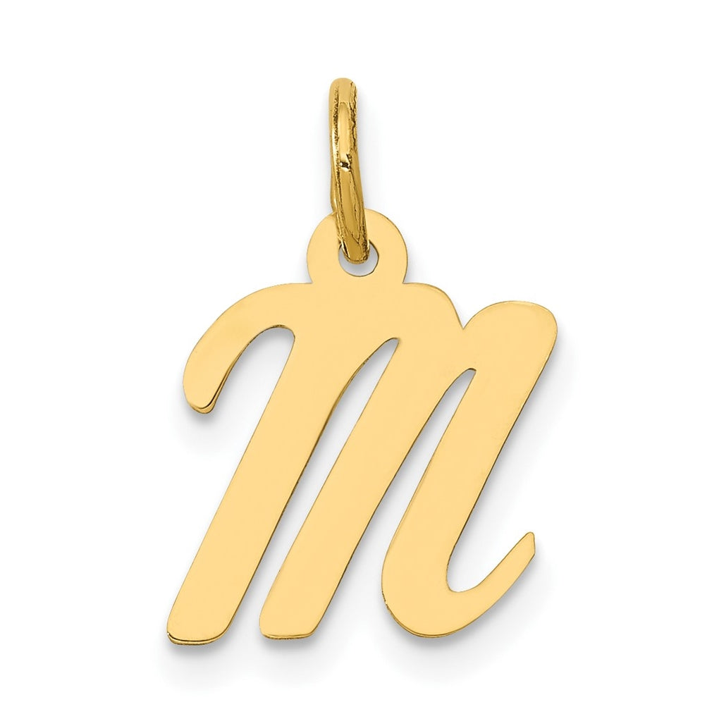 10K Yellow Gold Small-Script Initial M Letter Charm