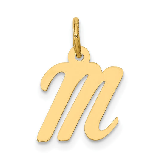 10K Yellow Gold Small-Script Initial M Letter Charm