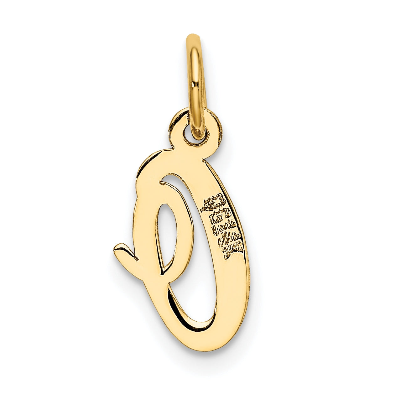 10K Yellow Gold Small-Script Initial O Letter Charm