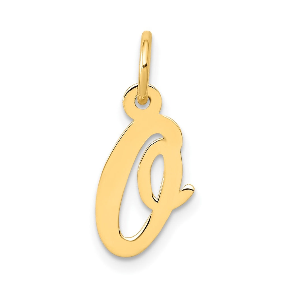 10K Yellow Gold Small-Script Initial O Letter Charm