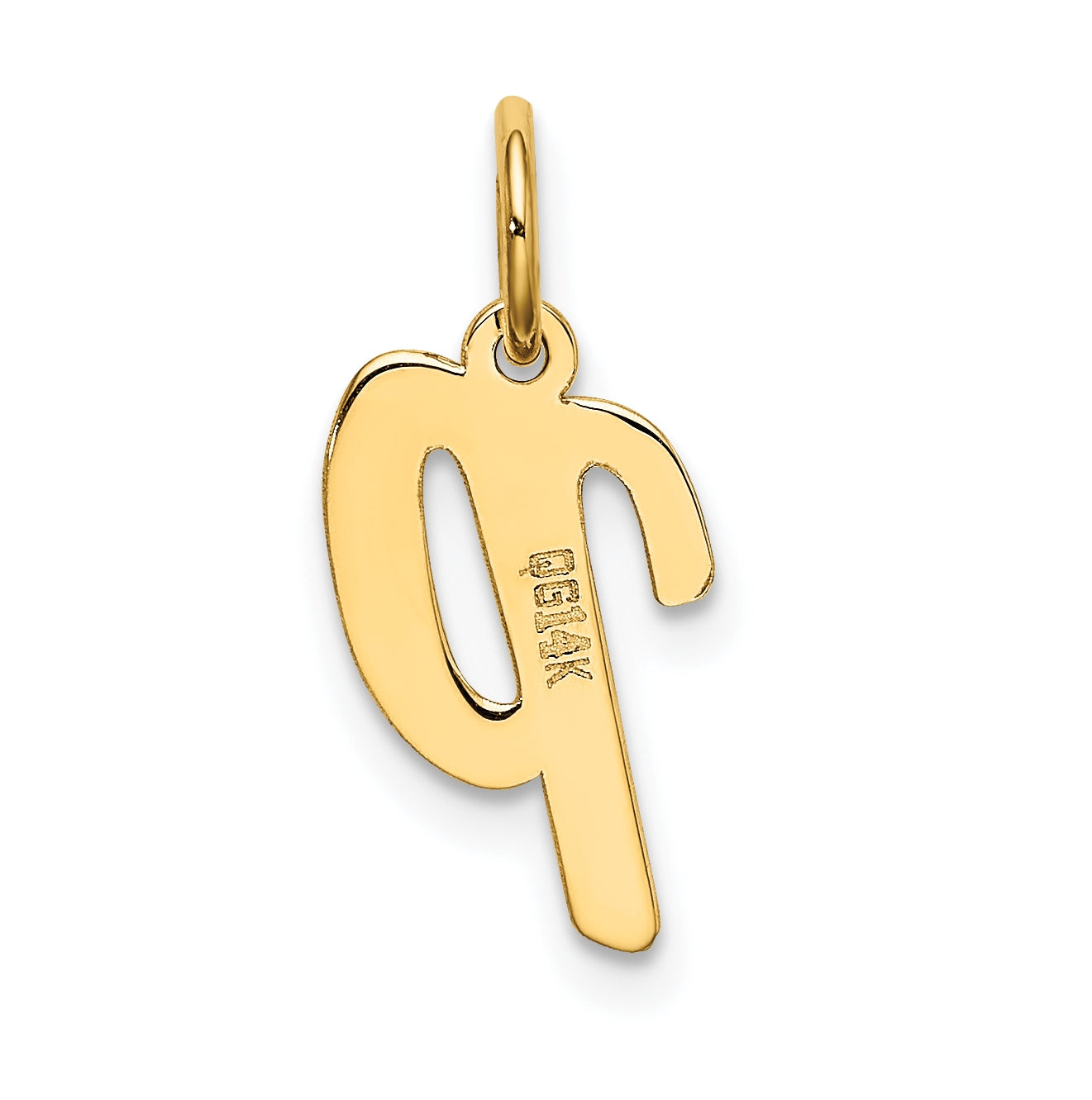 10K Yellow Gold Small-Script Initial P Letter Charm