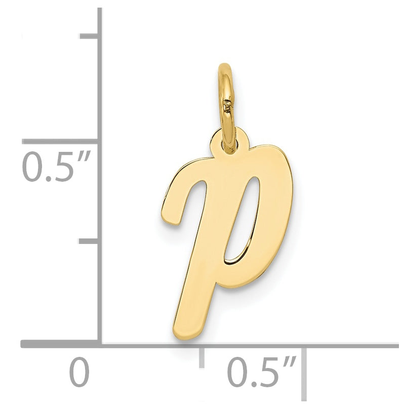 10K Yellow Gold Small-Script Initial P Letter Charm
