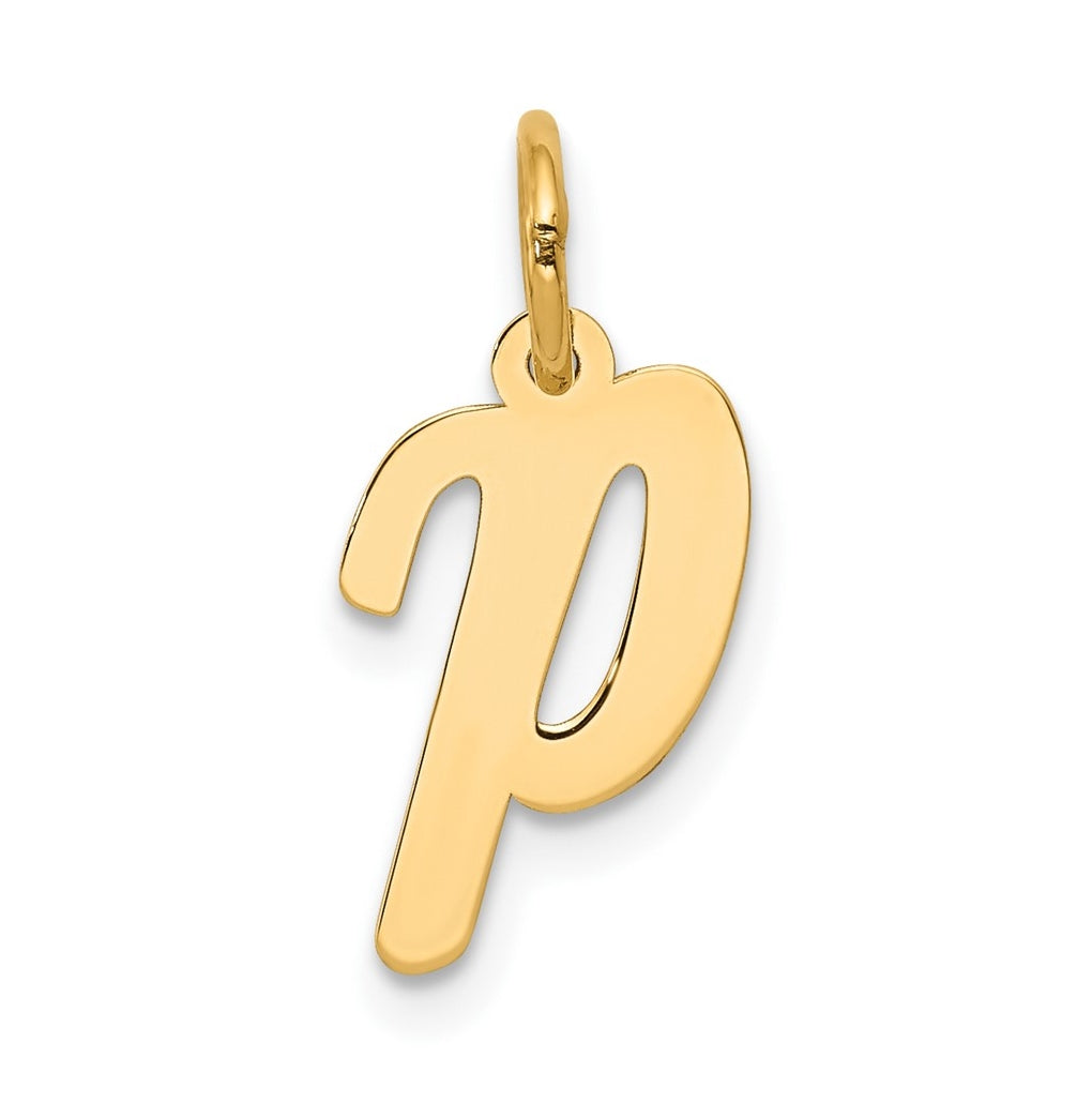 10K Yellow Gold Small-Script Initial P Letter Charm