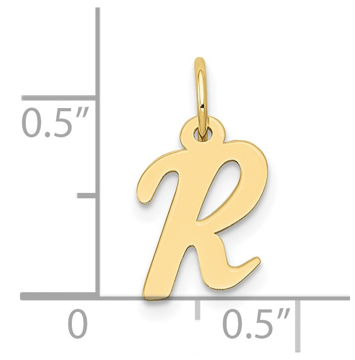 10K Yellow Gold Small-Script Initial R Letter Charm