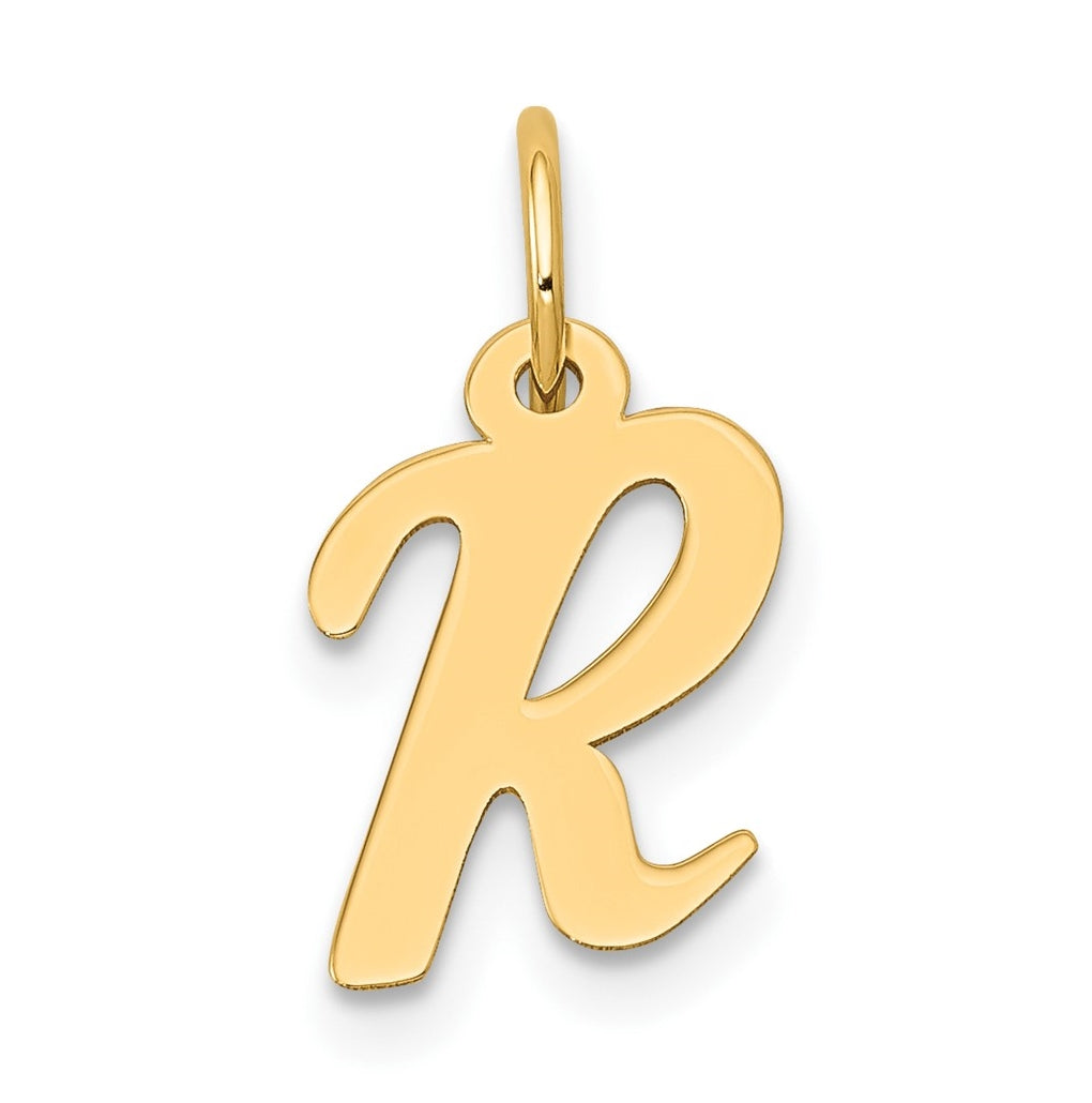 10K Yellow Gold Small-Script Initial R Letter Charm