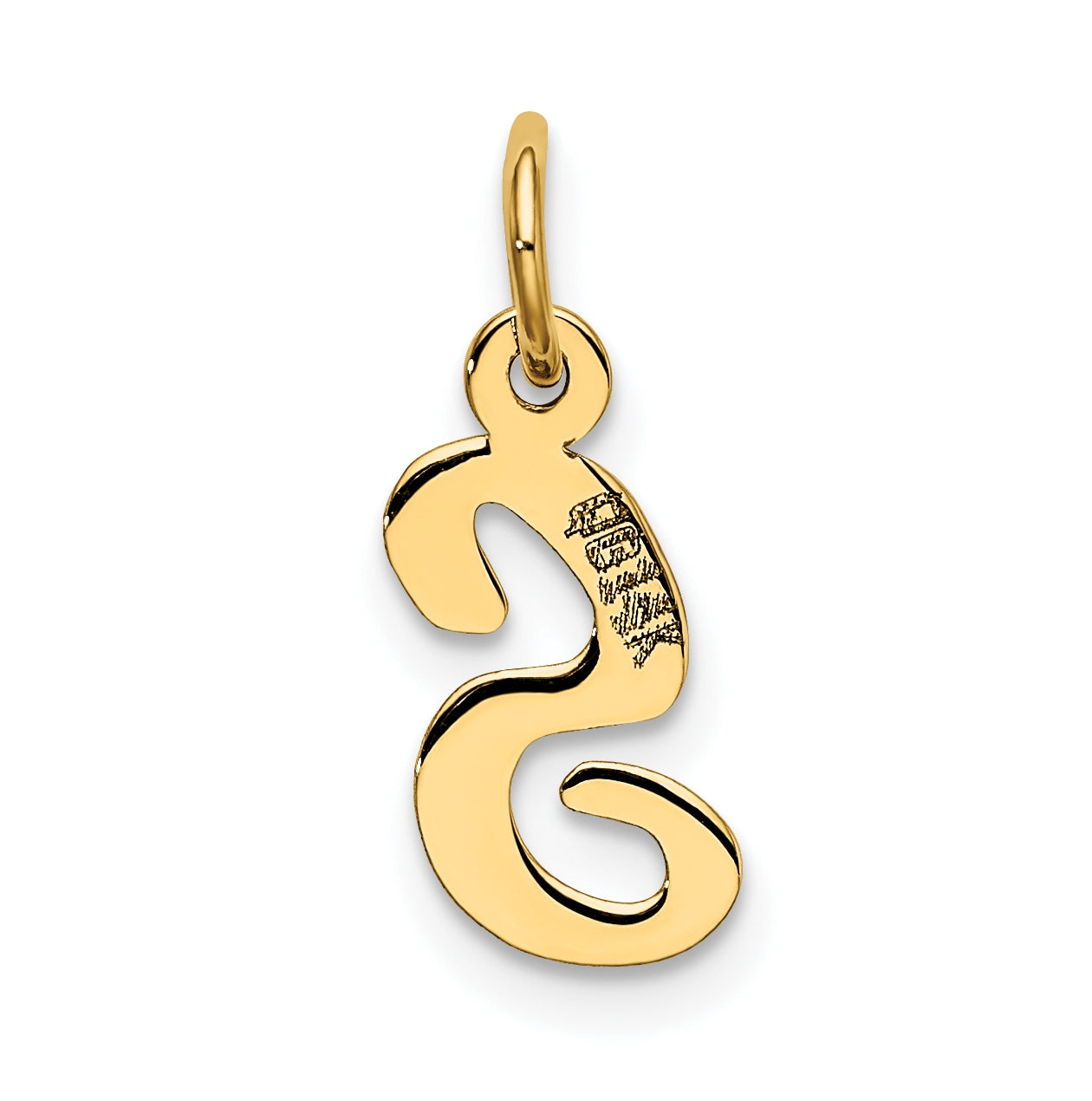 10K Yellow Gold Small-Script Initial S Letter Charm