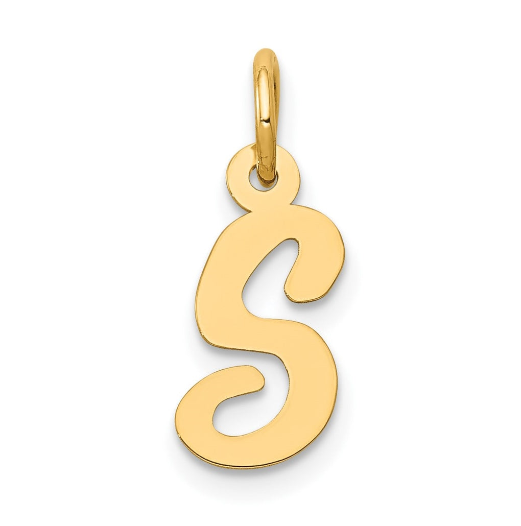 10K Yellow Gold Small-Script Initial S Letter Charm