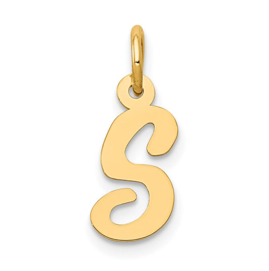 10K Yellow Gold Small-Script Initial S Letter Charm