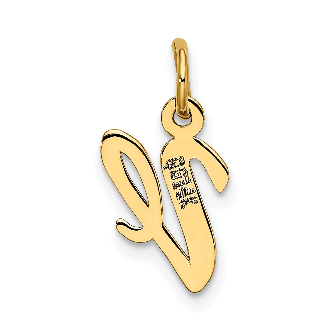 10K Yellow Gold Small-Script Initial V Letter Charm