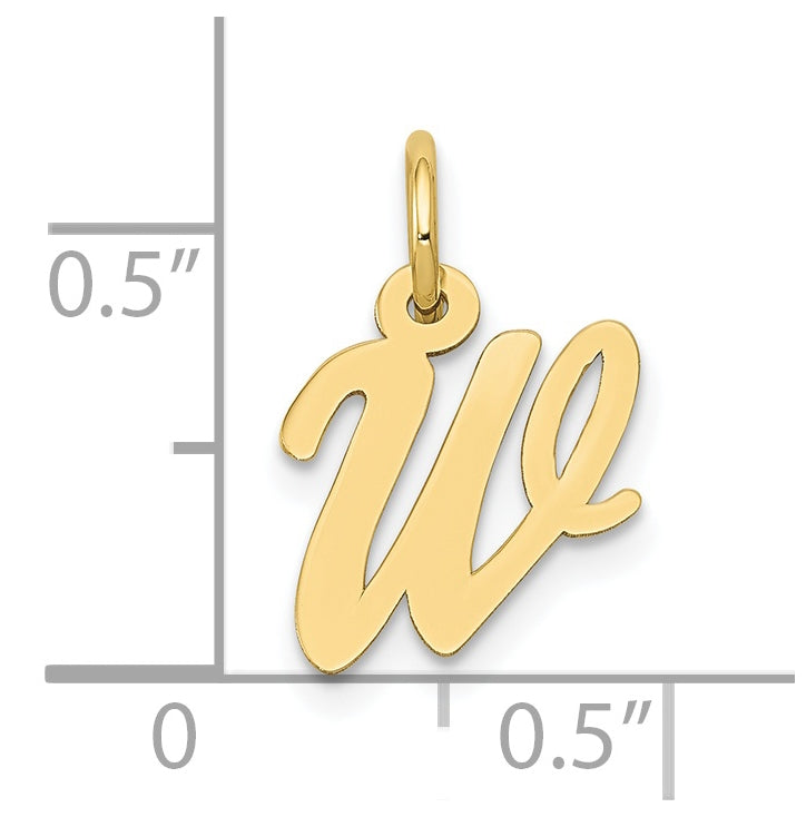 10K Yellow Gold Small-Script Initial W Letter Charm