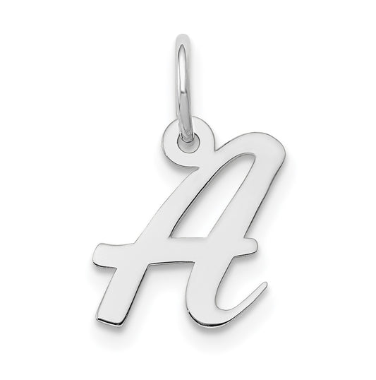 10k White Gold Small Script Initial A Charm