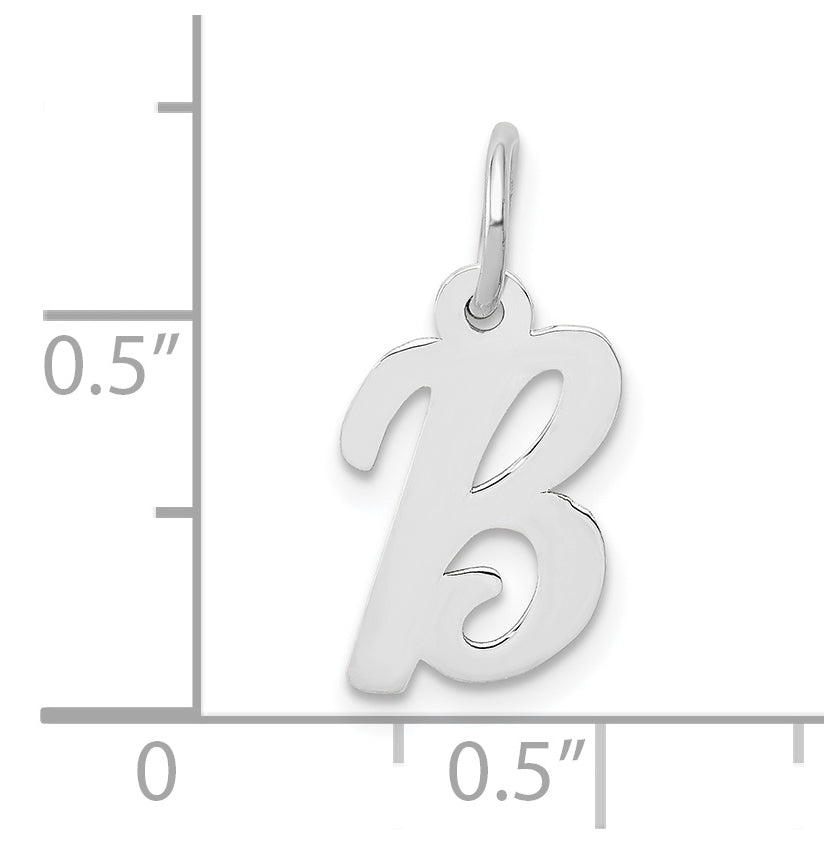 10k White Gold Small Script Initial B Charm