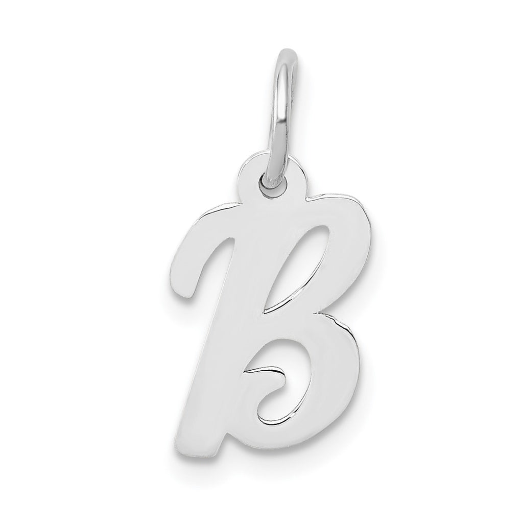 10k White Gold Small Script Initial B Charm