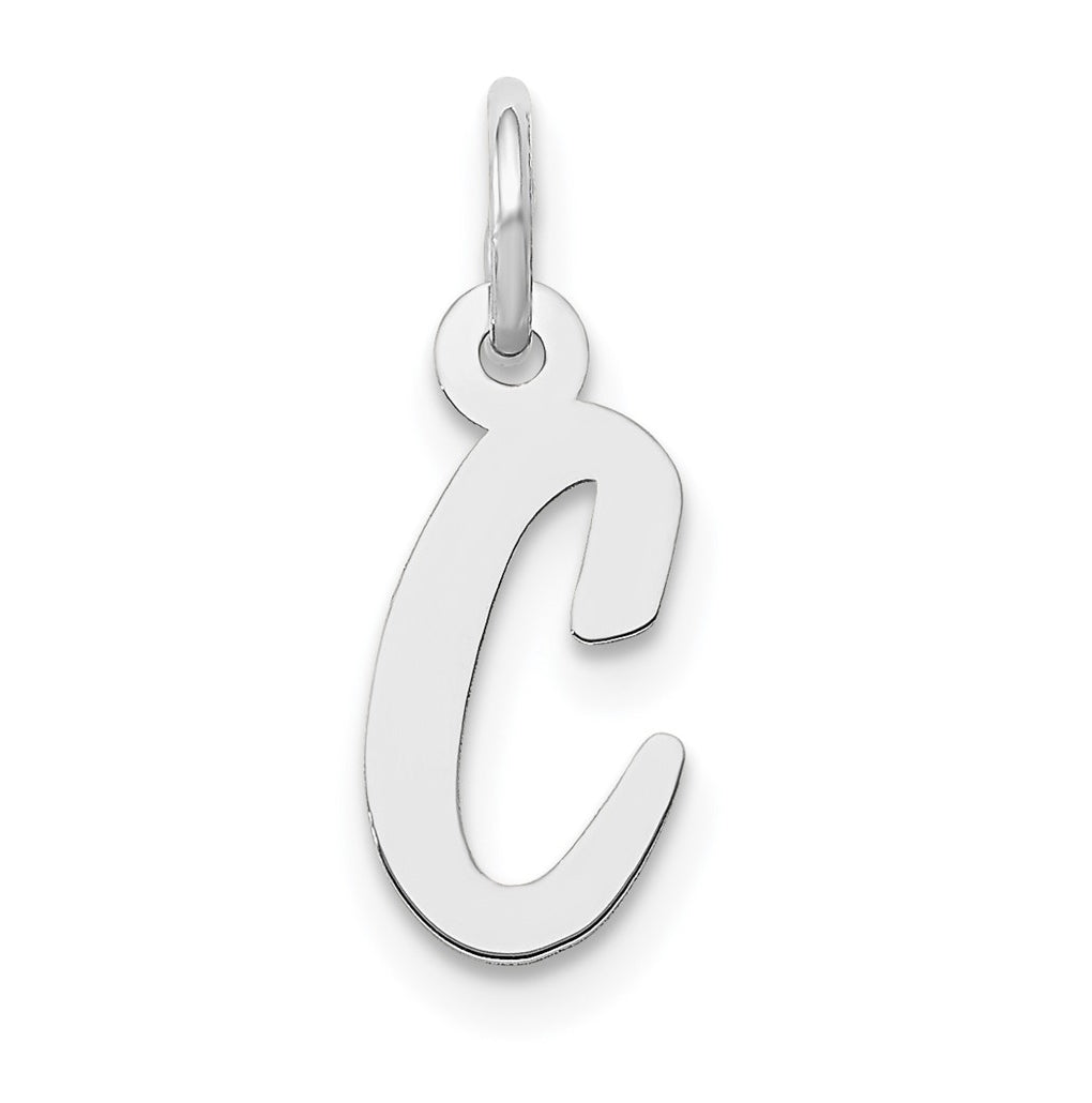 10k White Gold Small Script Initial C Charm