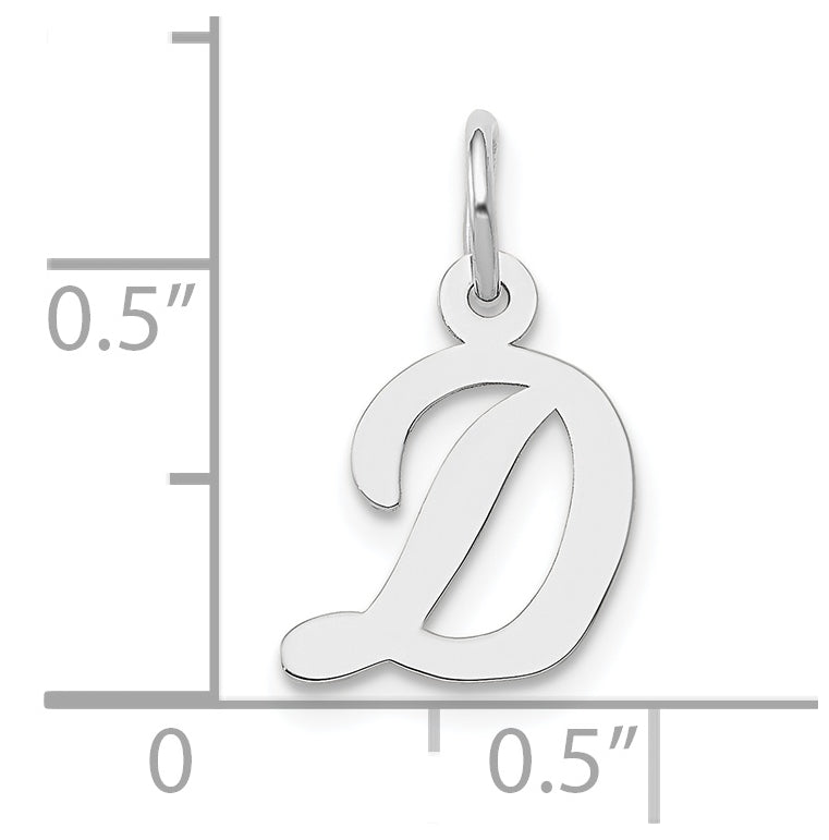 10k White Gold Small Script Initial D Charm