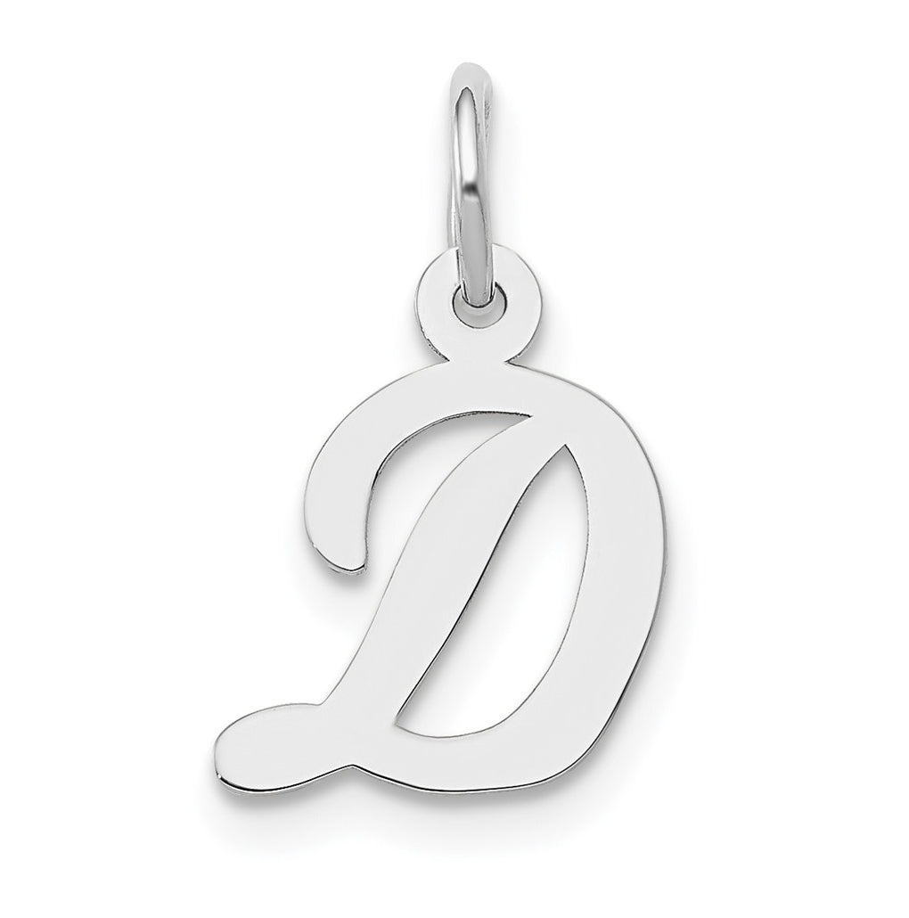 10k White Gold Small Script Initial D Charm