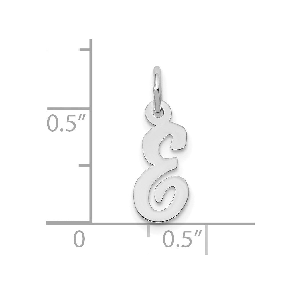10k White Gold Small Script Initial E Charm – Elegant Jewelry Gift for Birthday, Anniversary, Engagement, Wedding
