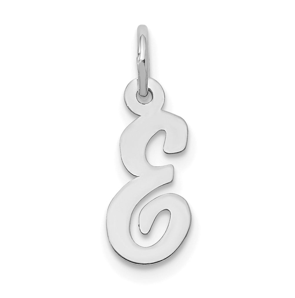 10k White Gold Small Script Initial E Charm – Elegant Jewelry Gift for Birthday, Anniversary, Engagement, Wedding