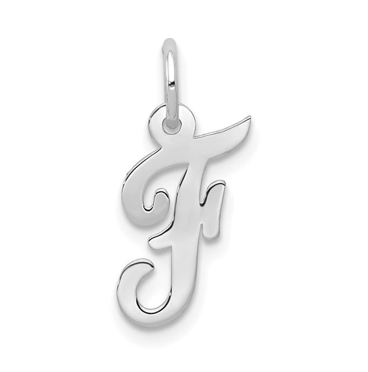 10k White Gold Small Script Initial F Charm