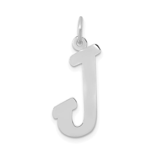 10k White Gold Small Script Initial J Charm