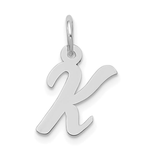 10k White Gold Small Script Initial K Charm