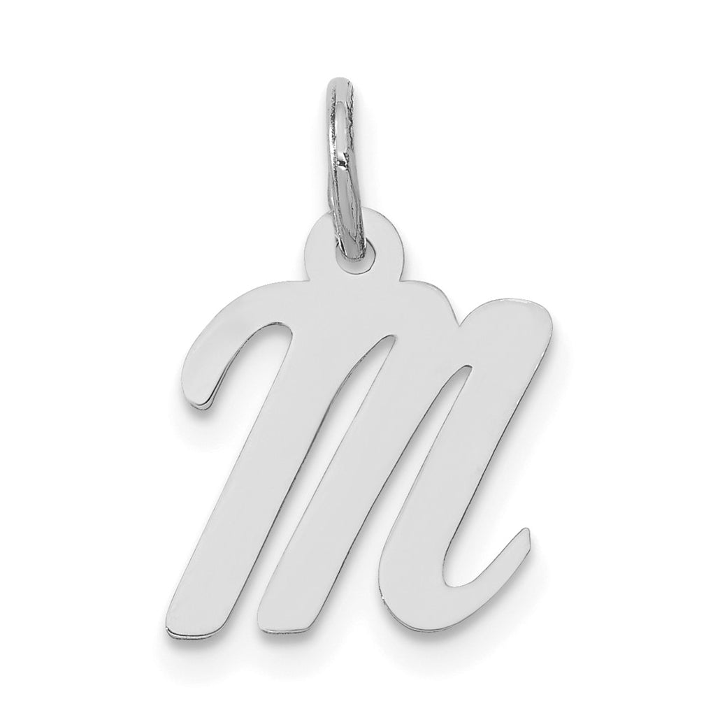 10k White Gold Small Script Initial M Charm