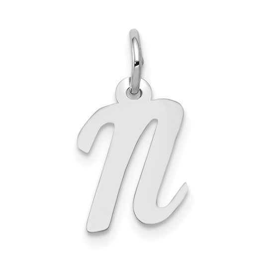 10k White Gold Small Script Initial N Charm