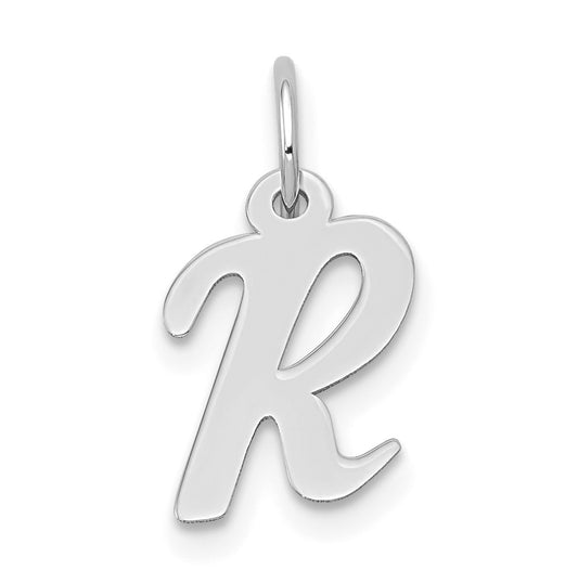 10k White Gold Small Script Initial R Charm