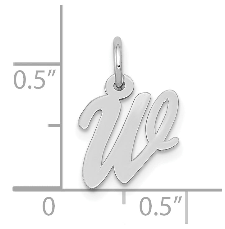 10k White Gold Small Script Initial W Charm