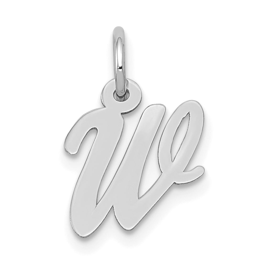 10k White Gold Small Script Initial W Charm