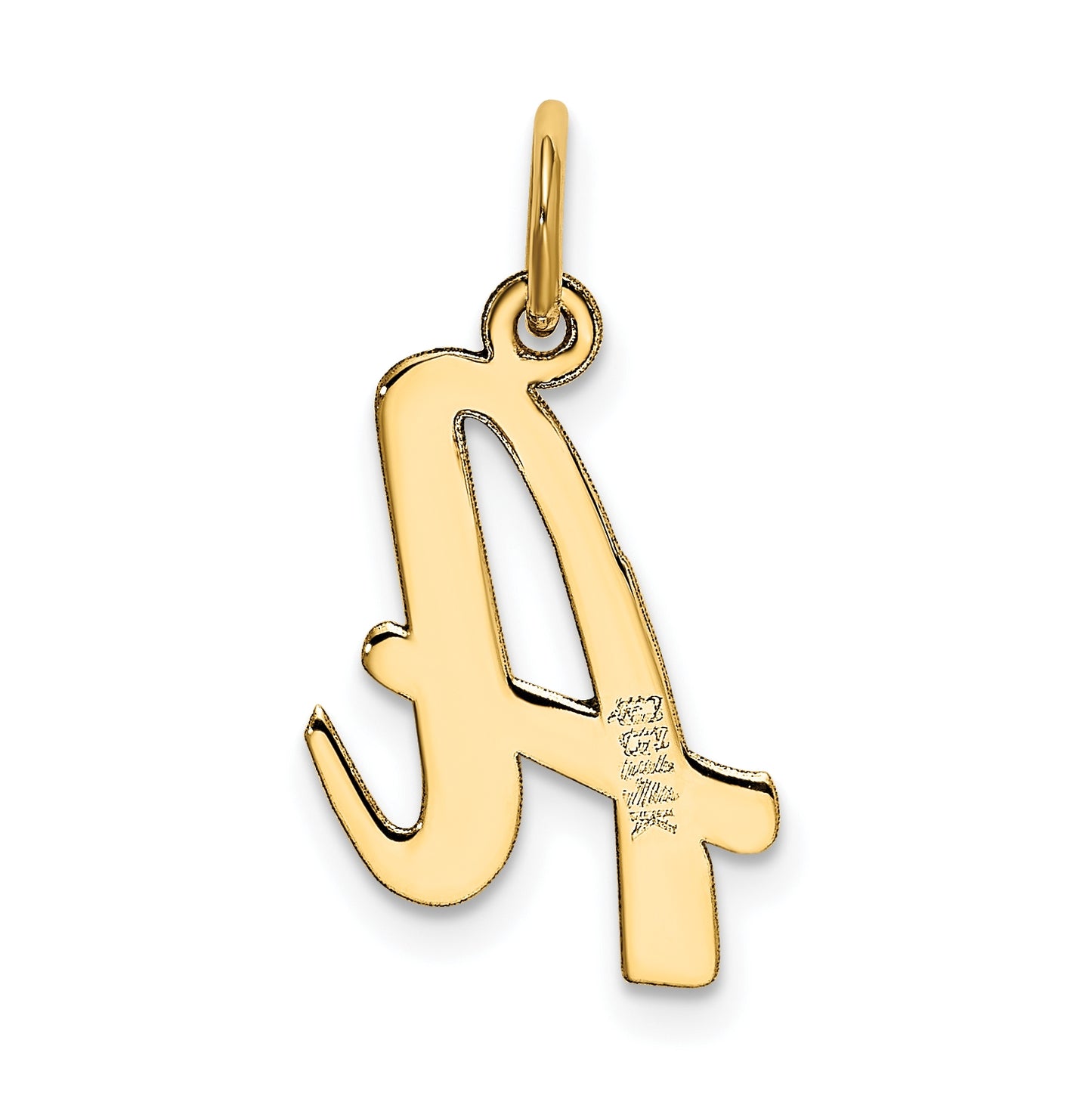 10K Yellow Gold Medium Script Letter A Initial Charm