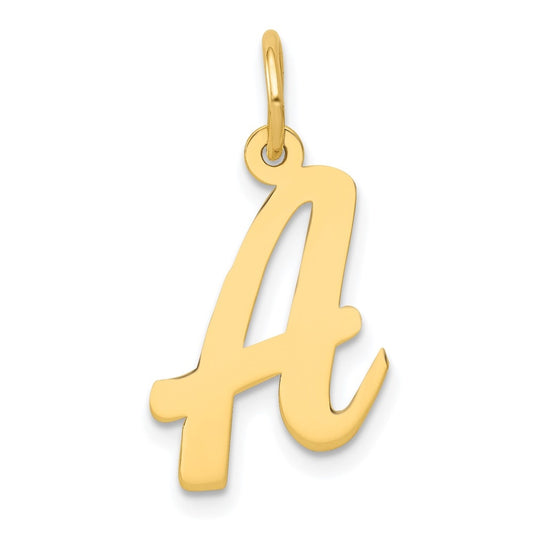 10K Yellow Gold Medium Script Letter A Initial Charm