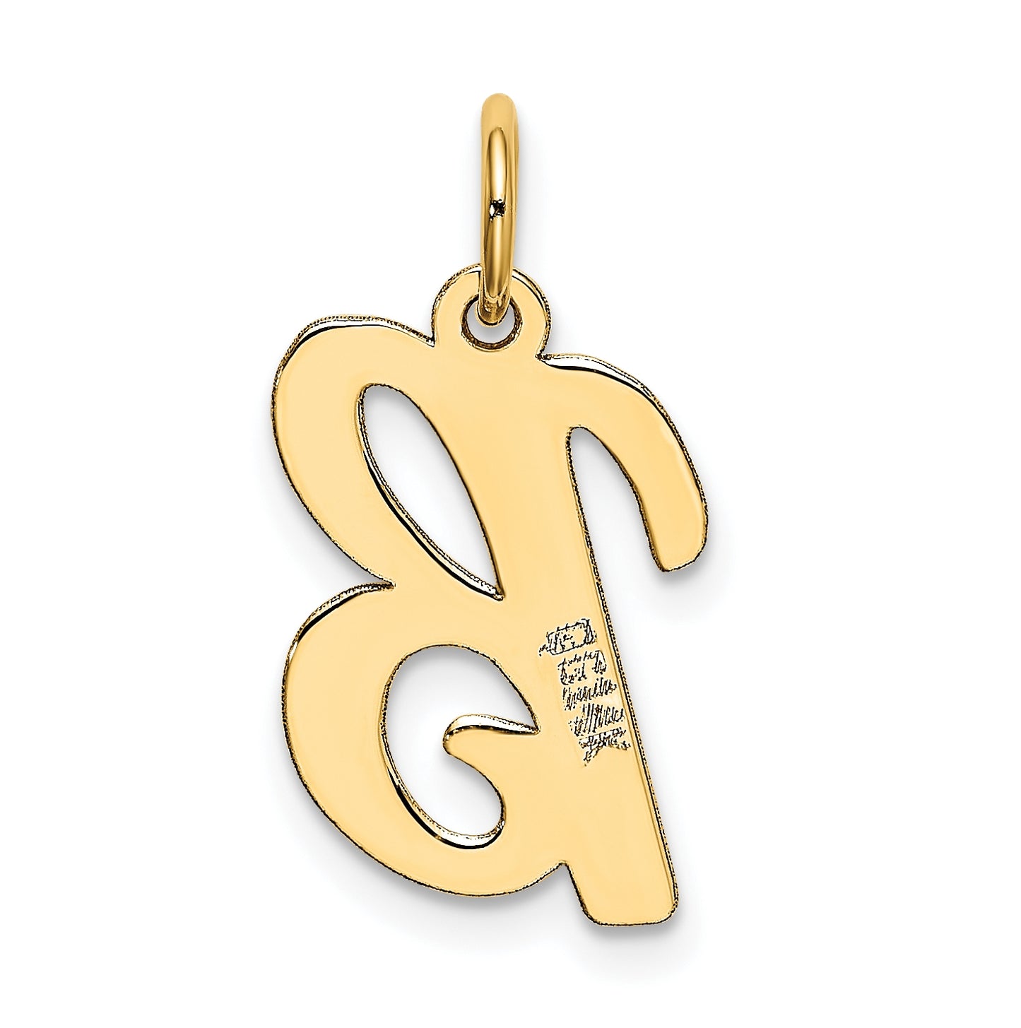 10K Yellow Gold Medium Script Letter B Initial Charm