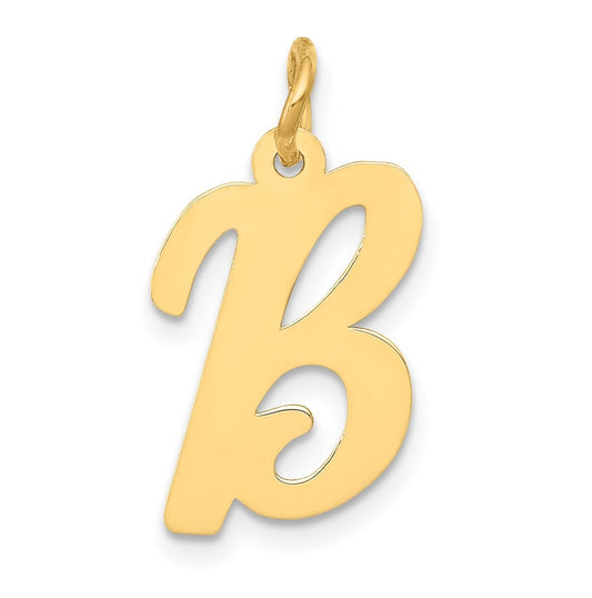 10K Yellow Gold Medium Script Letter B Initial Charm