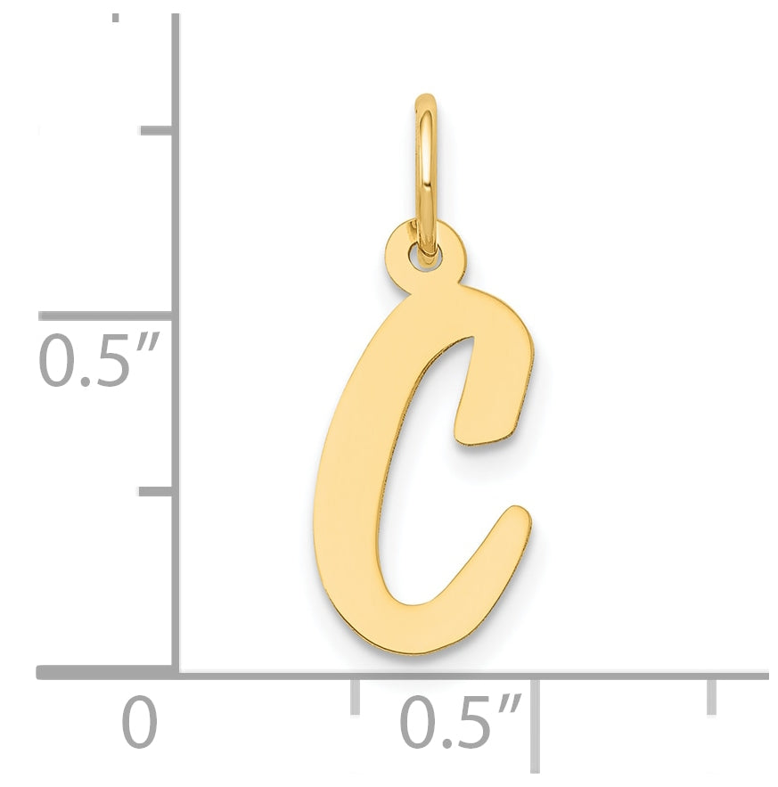 10K Yellow Gold Medium Script Letter C Initial Charm