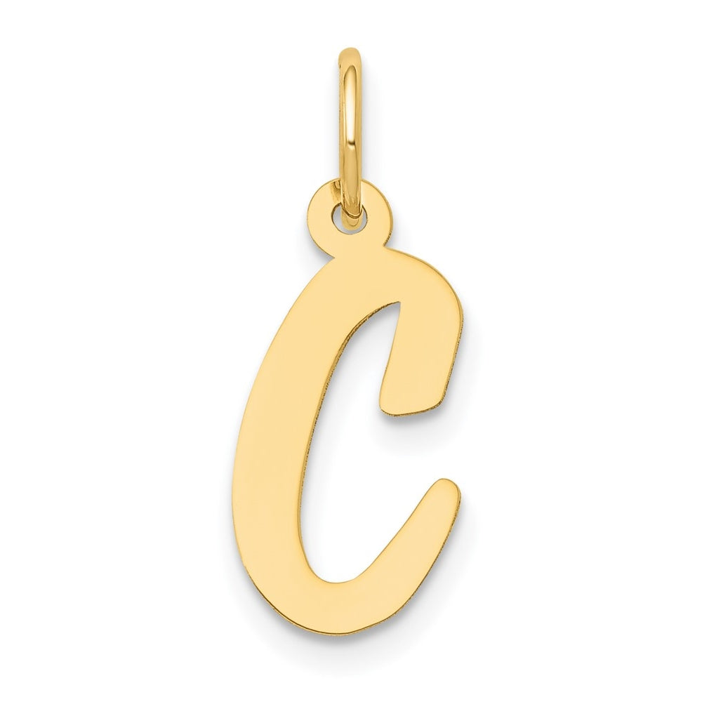 10K Yellow Gold Medium Script Letter C Initial Charm