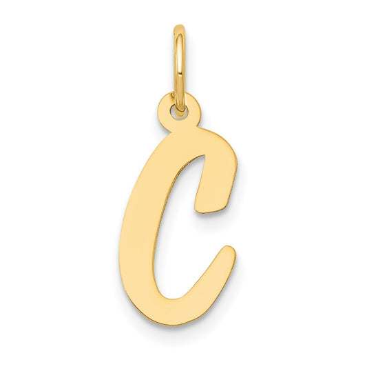 10K Yellow Gold Medium Script Letter C Initial Charm