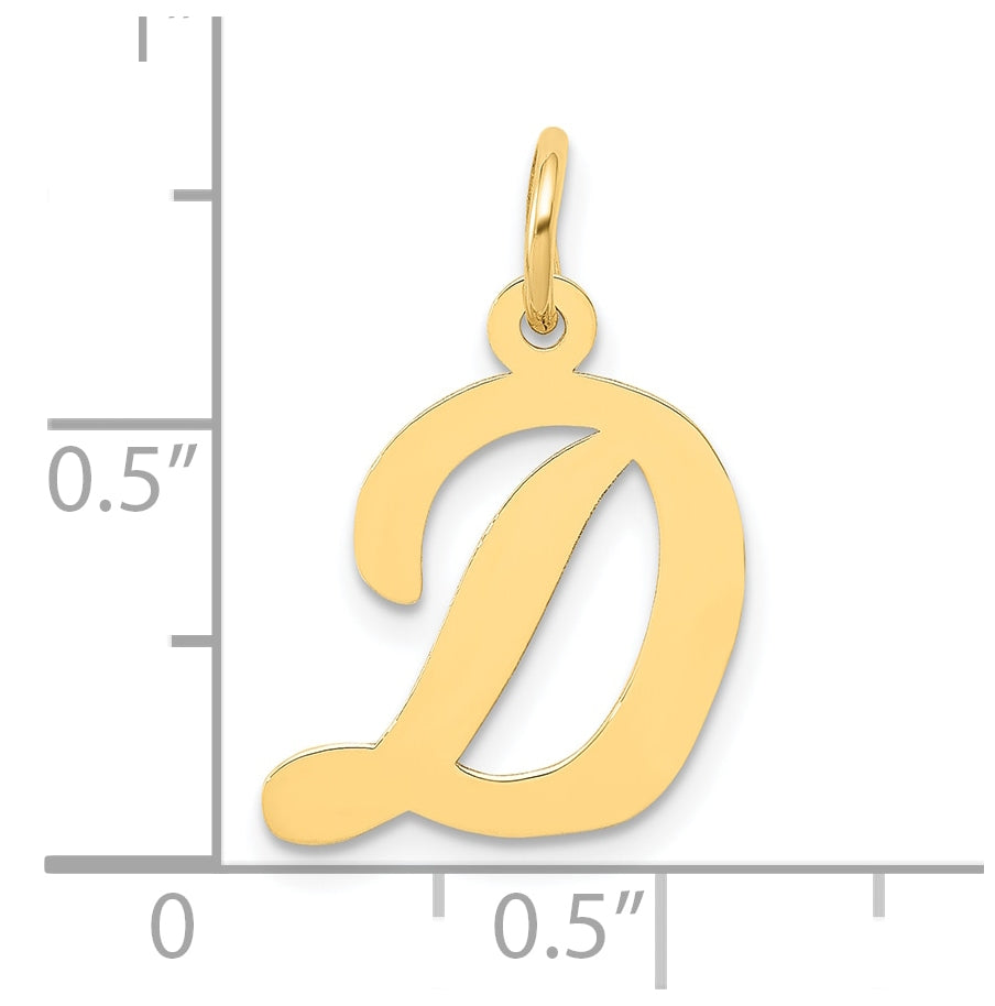 10K Yellow Gold Medium Script Letter D Initial Charm