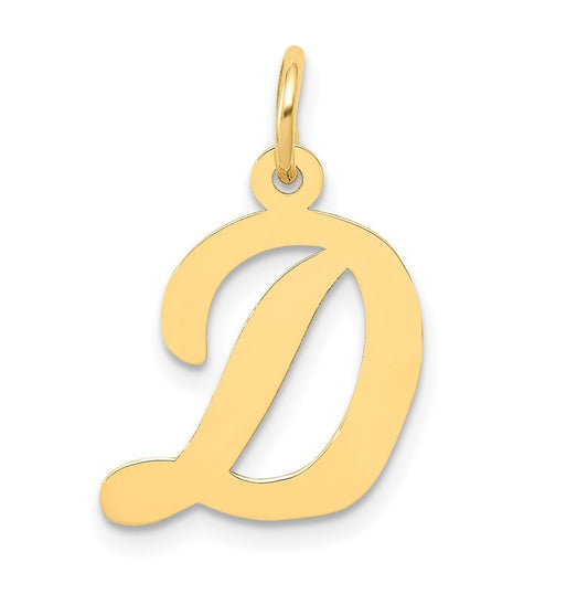 10K Yellow Gold Medium Script Letter D Initial Charm