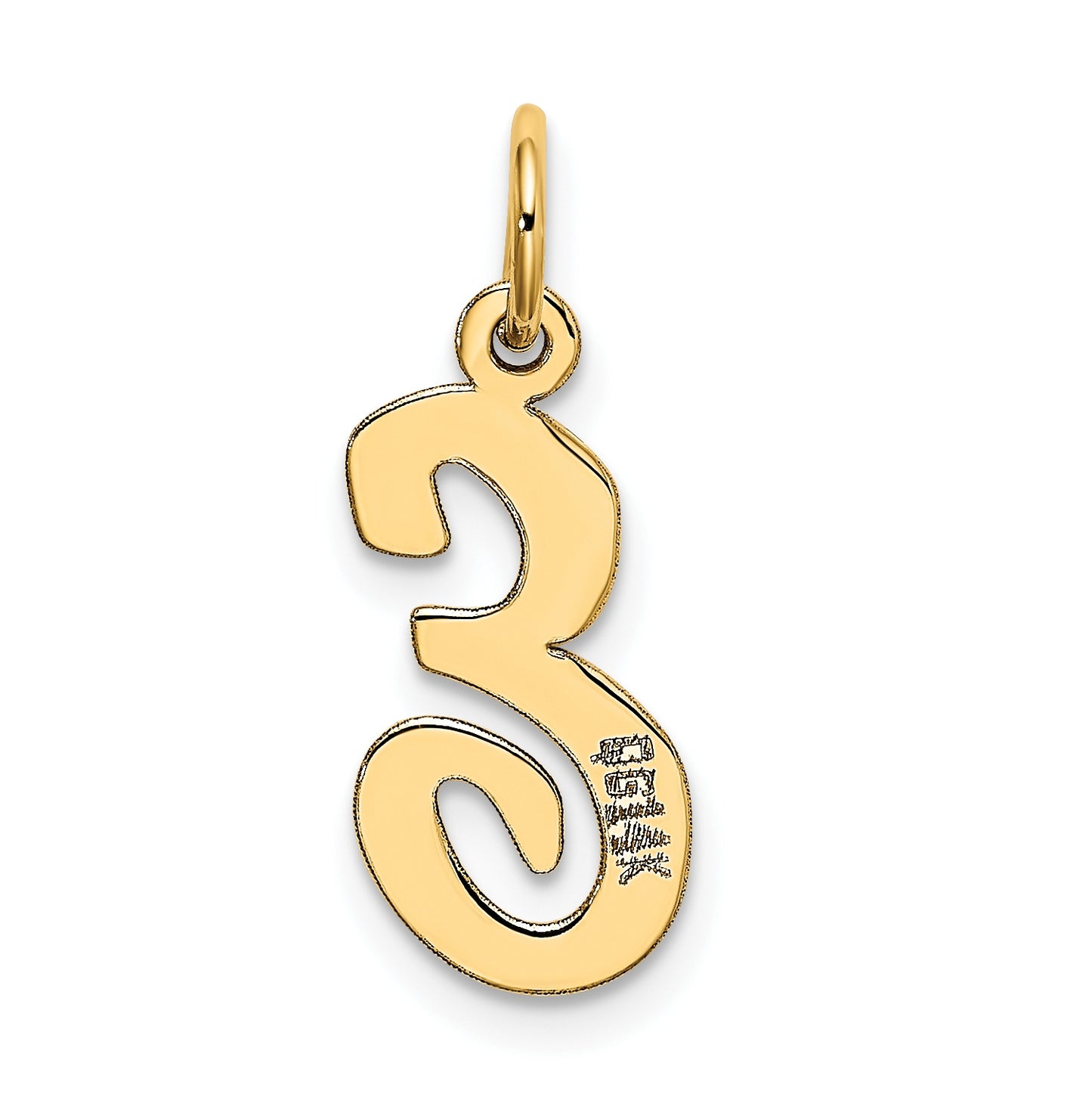 10K Yellow Gold Medium Script Letter E Initial Charm