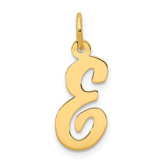 10K Yellow Gold Medium Script Letter E Initial Charm