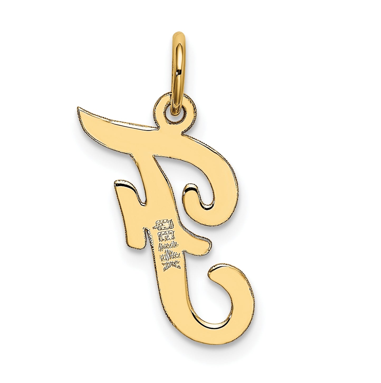 10K Yellow Gold Medium Script Letter F Initial Charm