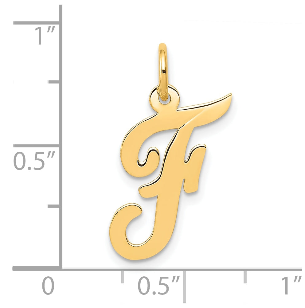 10K Yellow Gold Medium Script Letter F Initial Charm
