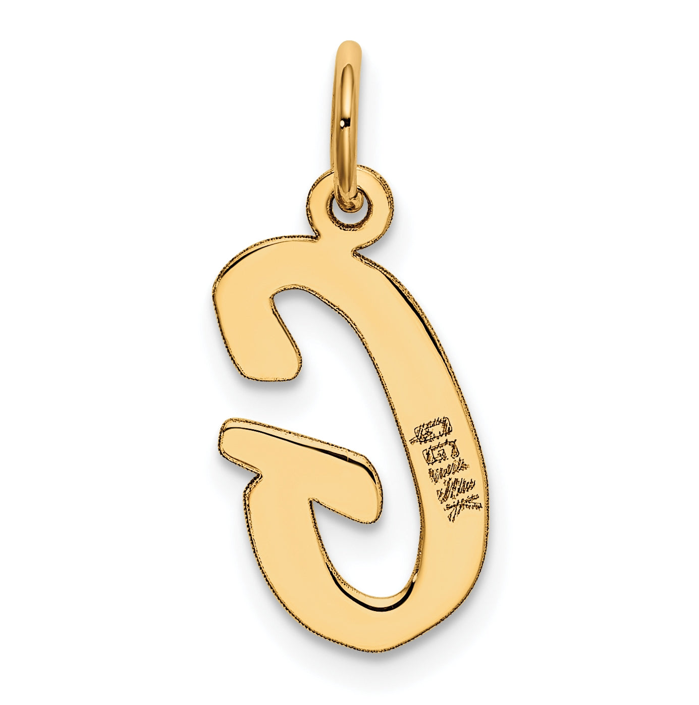 10K Yellow Gold Medium Script Letter G Initial Charm
