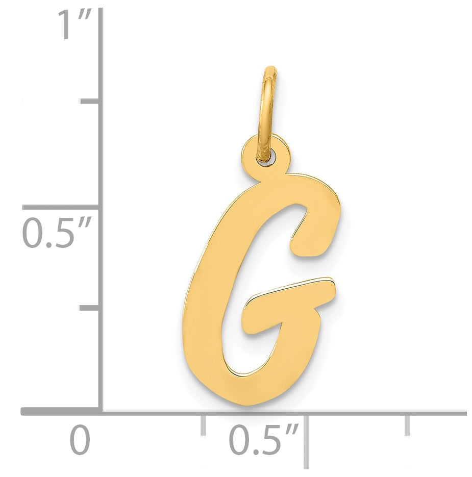 10K Yellow Gold Medium Script Letter G Initial Charm