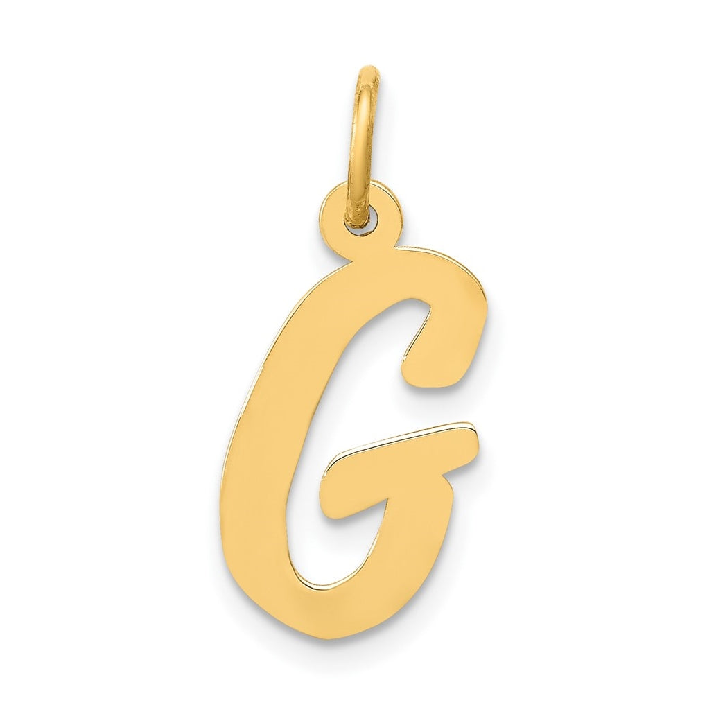 10K Yellow Gold Medium Script Letter G Initial Charm