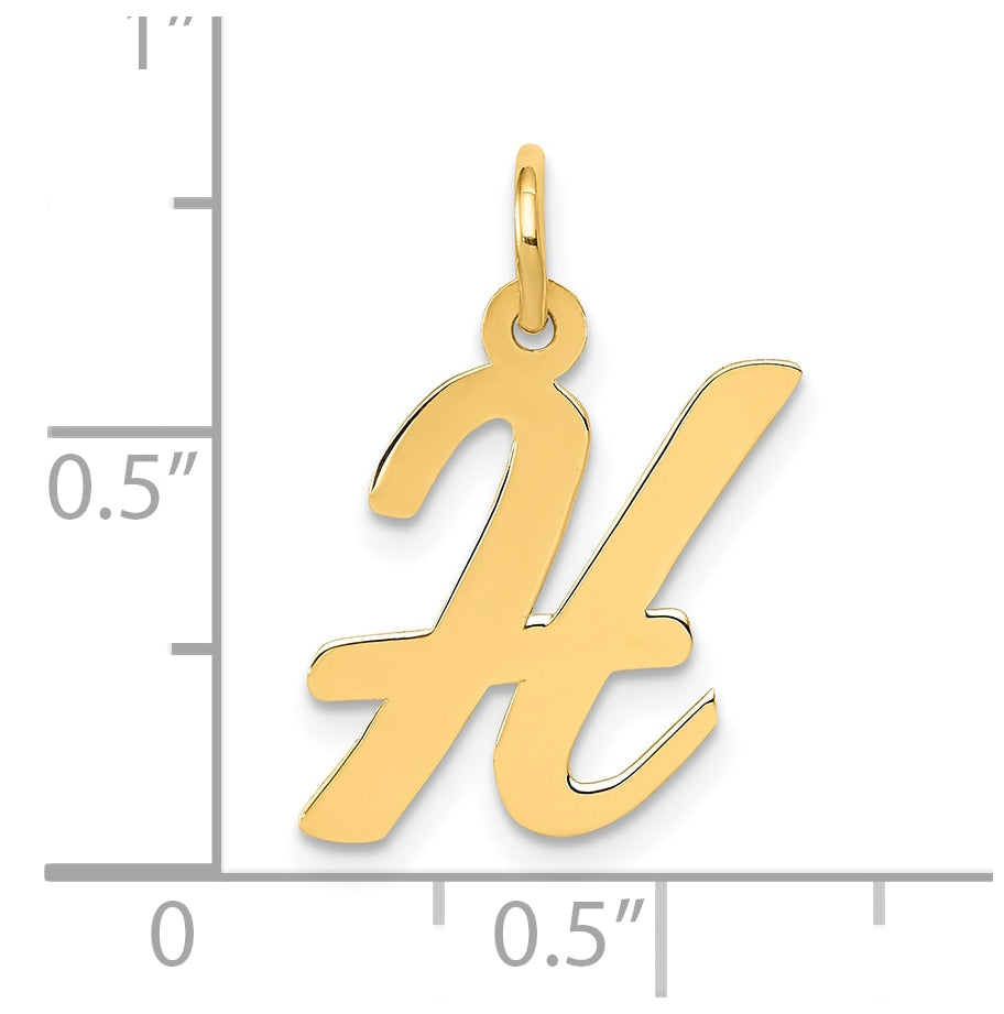 10K Yellow Gold Medium Script Letter H Initial Charm