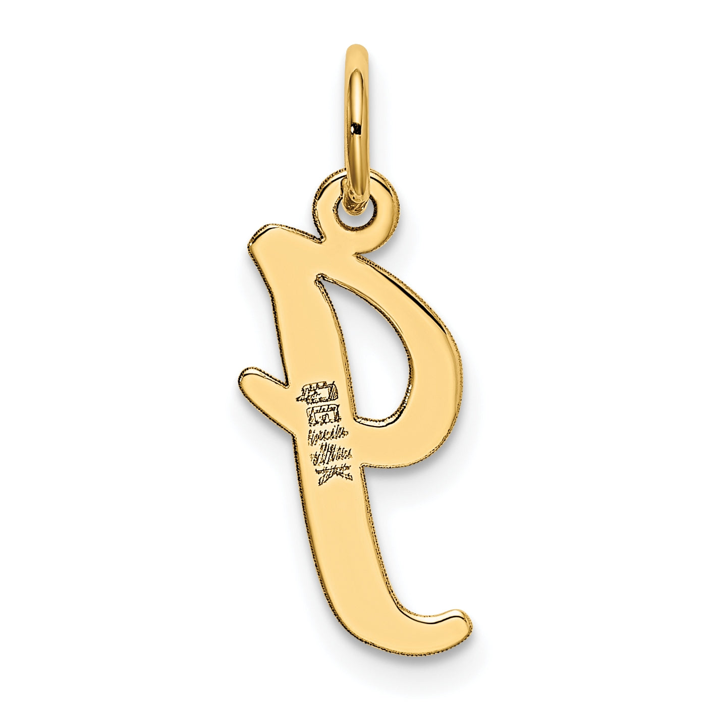 10K Yellow Gold Medium Script Letter I Initial Charm