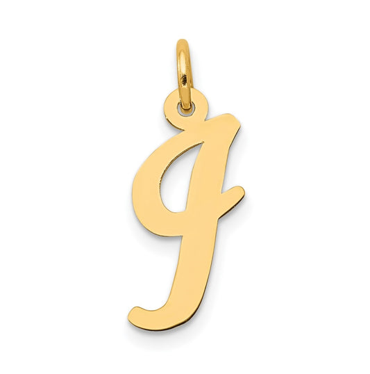 10K Yellow Gold Medium Script Letter I Initial Charm